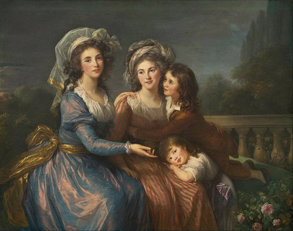 Ritratto della marchesa de Pezay e la marchesa de Rougé con i suoi figli Alexis e Adrien